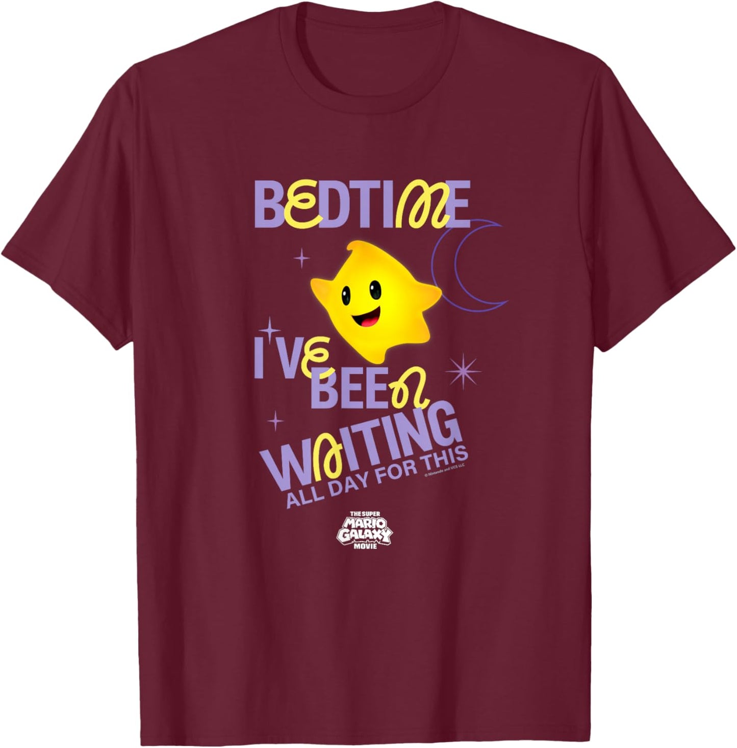 The Super Mario Galaxy Movie Yellow Luma Bedtime T-Shirt - T-Shirt | Maroon