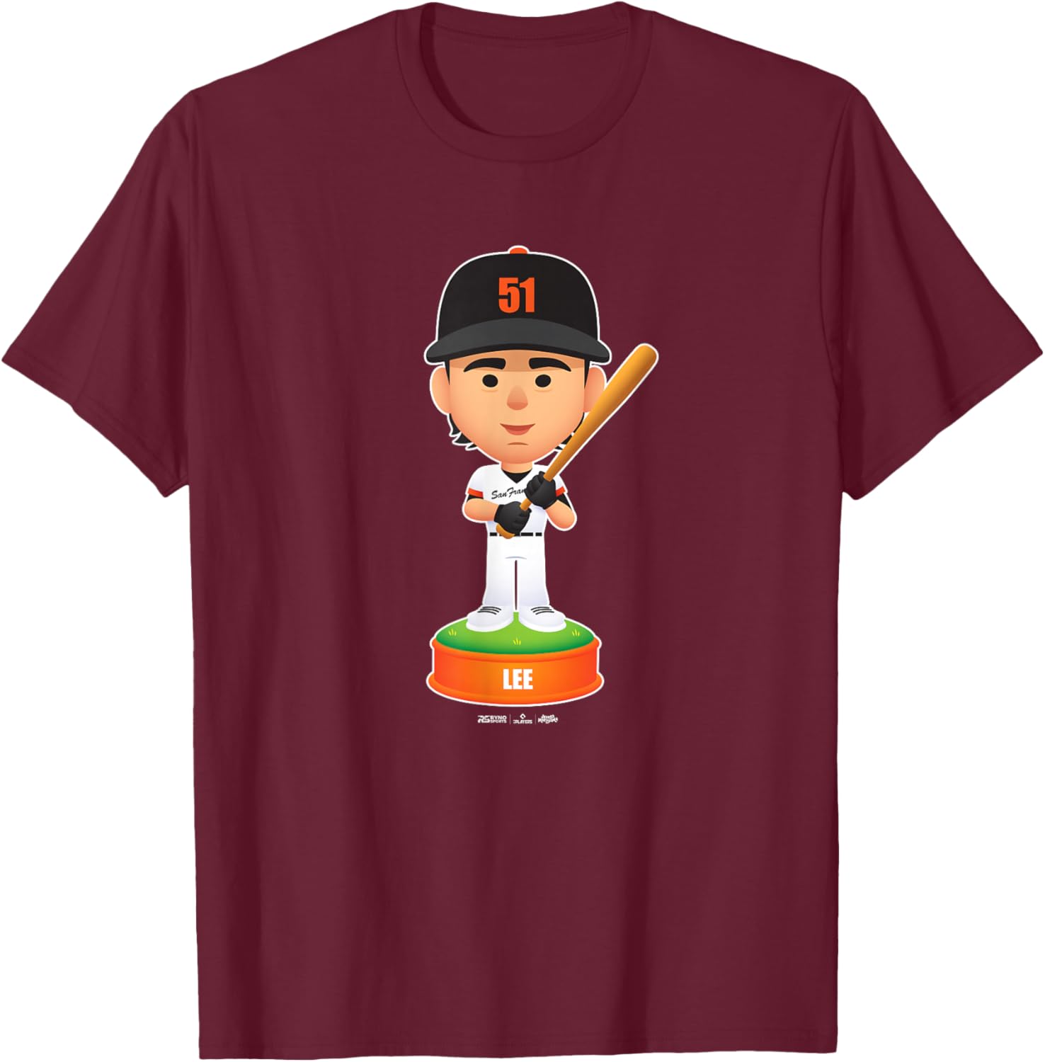 Jung Hoo Lee San Francisco Baseball Bobblehead MLBPA T-Shirt - T-Shirt | Maroon