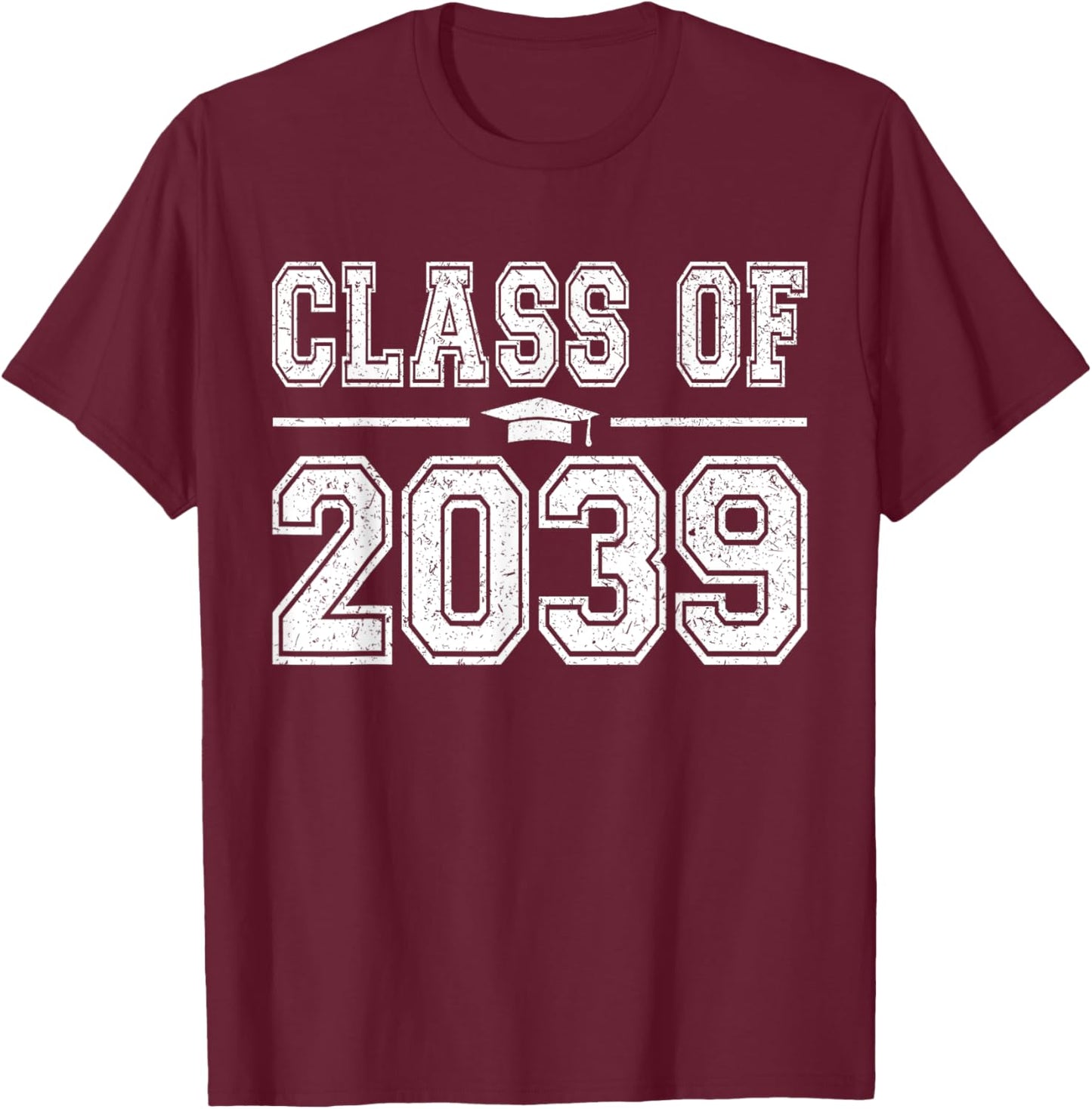 Class of 2039 Kindergarten Grow With Me Kinder Graduation T-Shirt - T-Shirt | Maroon