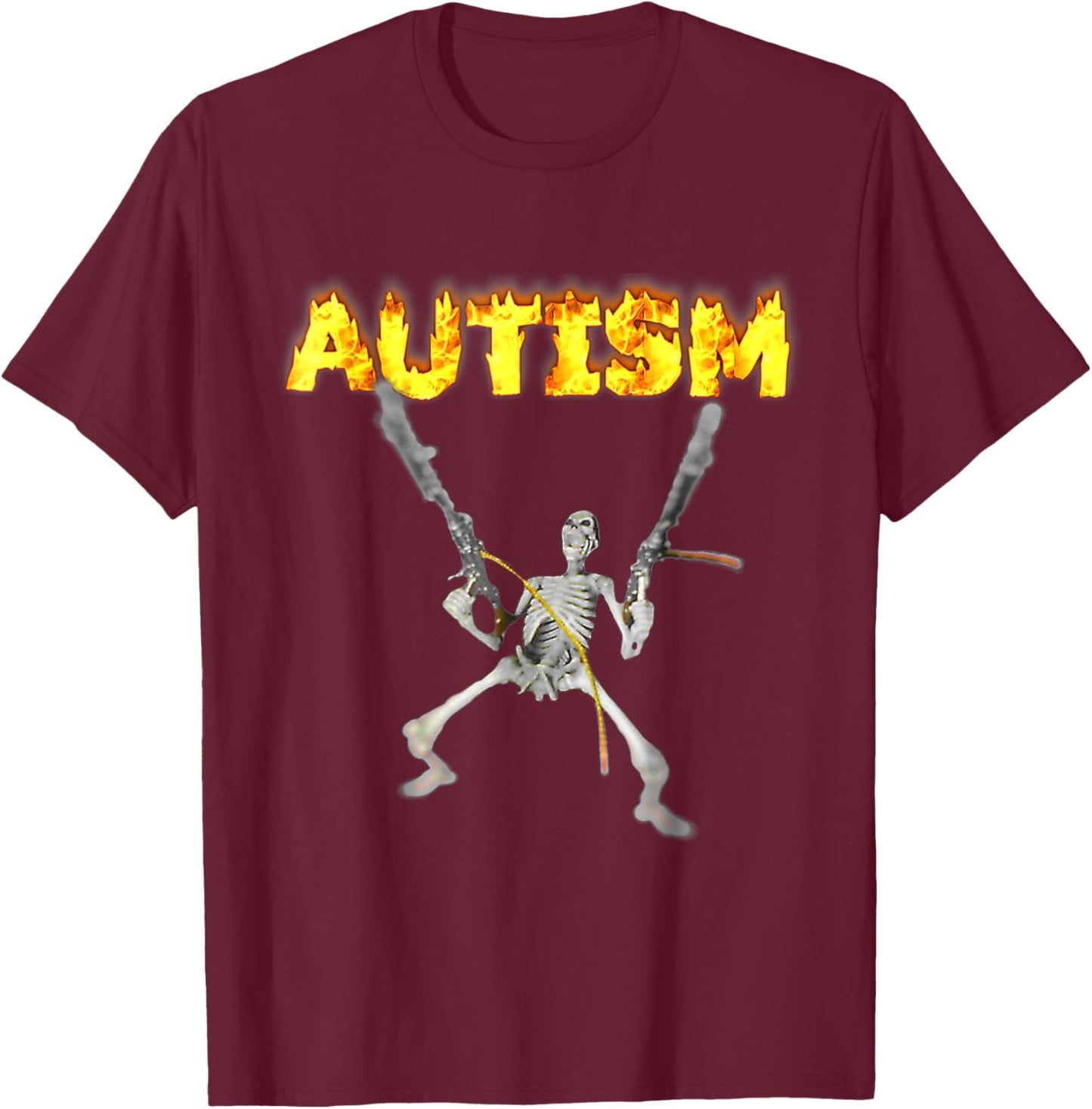 Vintage Autism Skeleton Meme Funny Men Women Kids , black, S T-Shirt - T-Shirt | Maroon