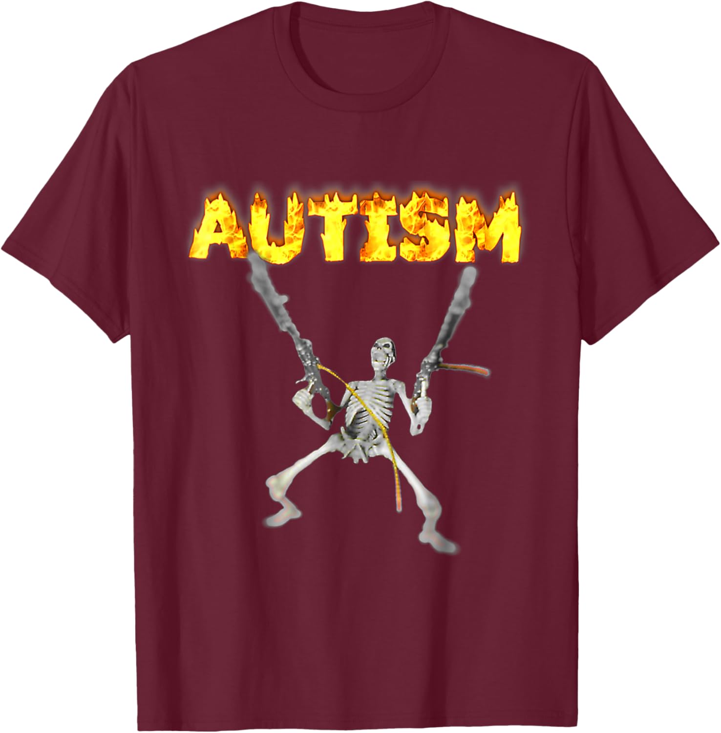 Vintage Autism Skeleton Meme Funny Men Women Kids , black, S T-Shirt - T-Shirt | Maroon