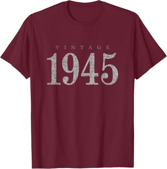 Vintage 1945 (Ancient Gray) 81 Birthday Gift T-Shirt - T-Shirt | Maroon