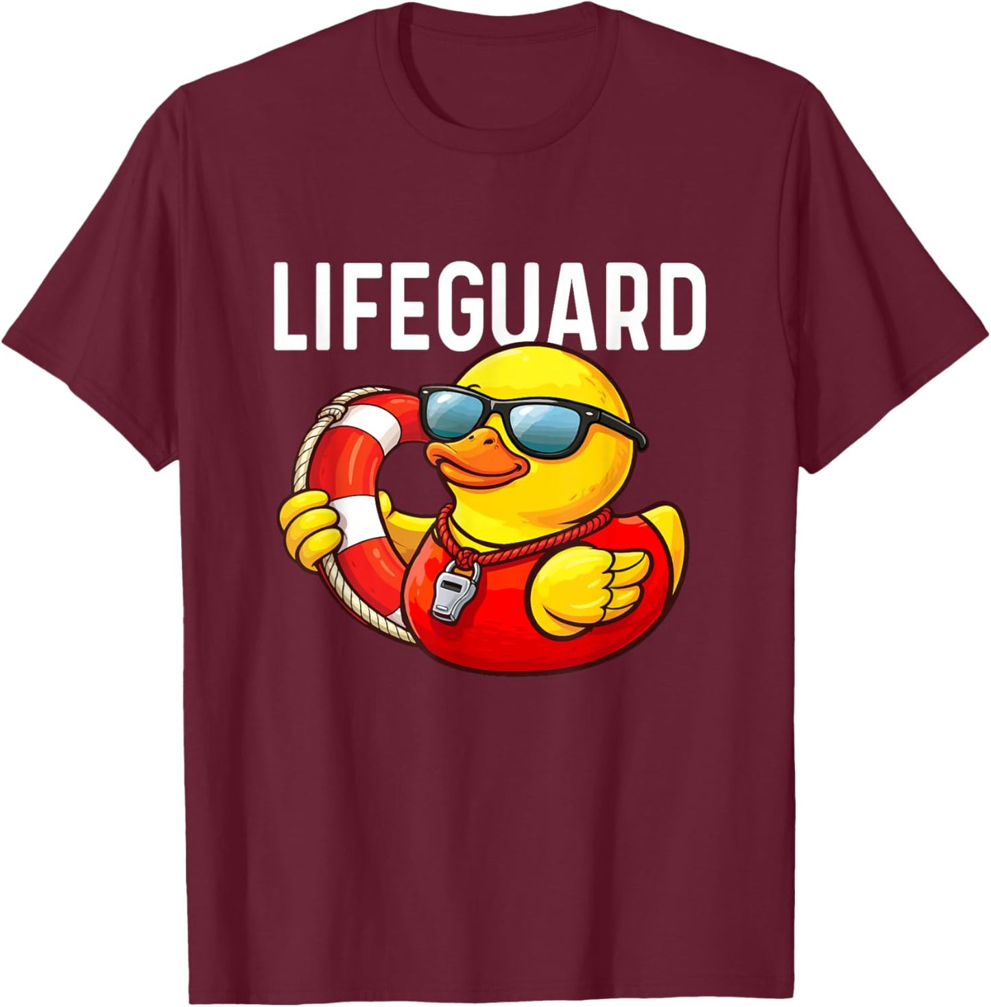 Lifeguard - Rubber Duck Lover Duckie Duckling T-Shirt - T-Shirt | Maroon
