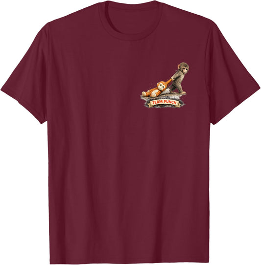 Cute Baby Monkey Punch Viral Zoo Japan Design T-Shirt - T-Shirt | Maroon