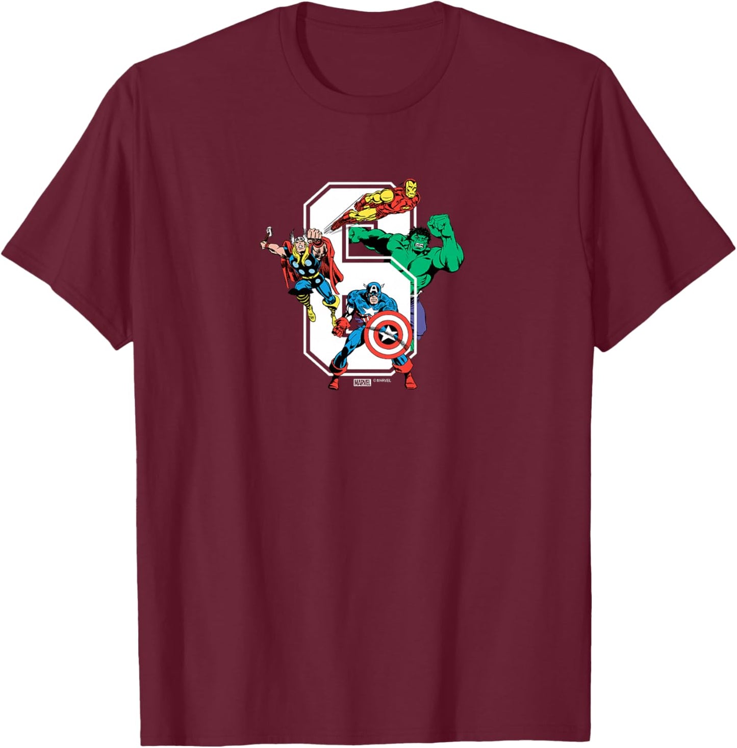 Kids Marvel - Avengers 6th Birthday T-Shirt - T-Shirt | Maroon