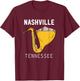 Nashville Tennessee Souvenir Saxophone Jazz Music City T-Shirt - T-Shirt | Maroon