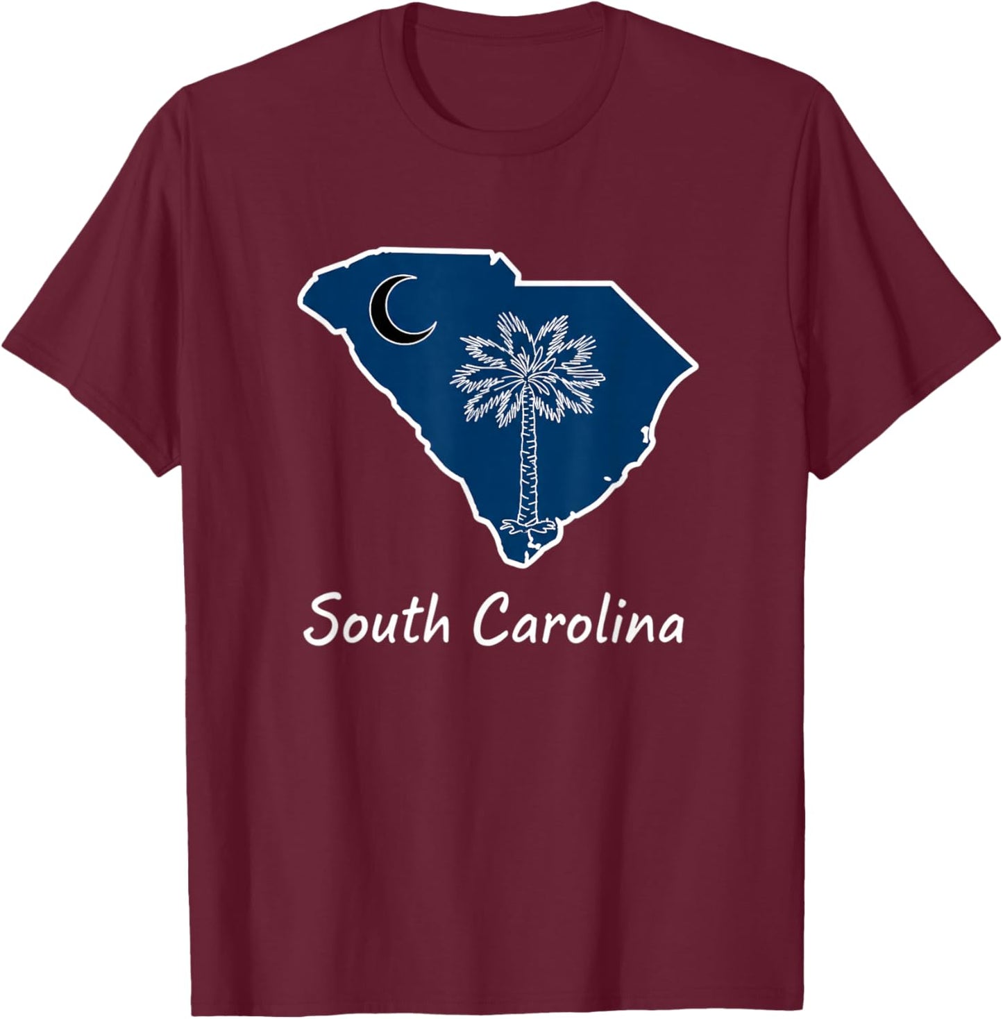 States - Palmetto Moon State Map T-Shirt - T-Shirt | Maroon