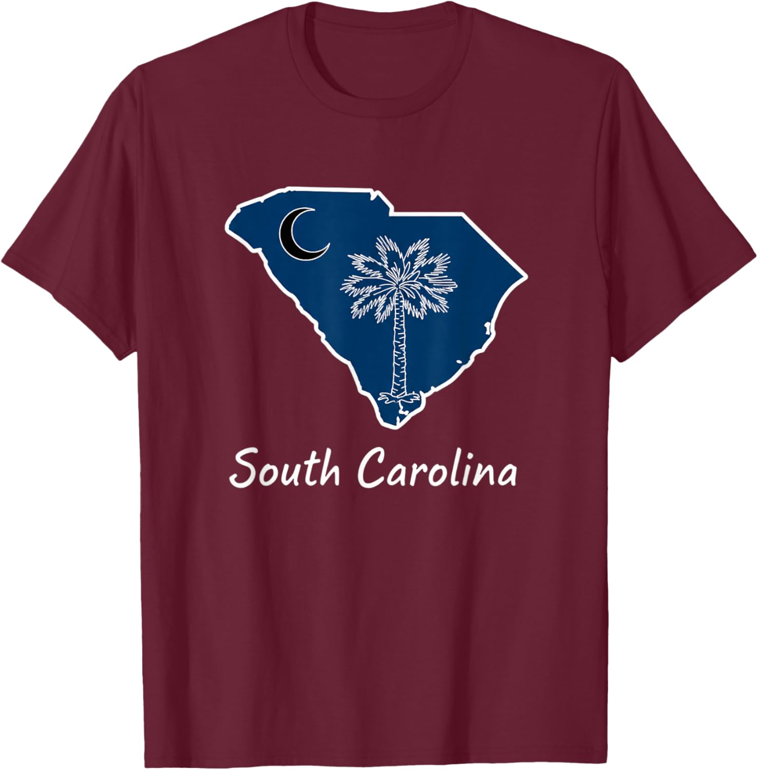 States - Palmetto Moon State Map T-Shirt - T-Shirt | Maroon