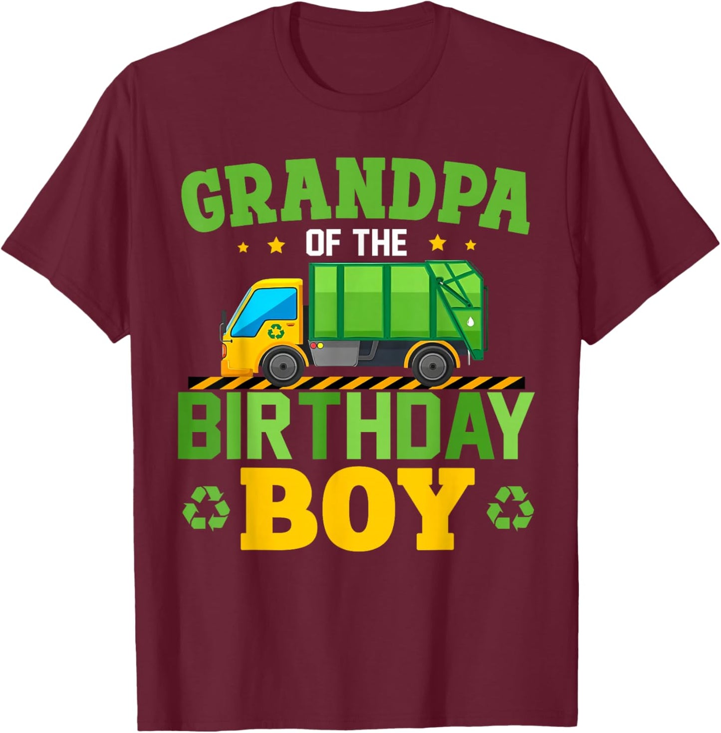Grandpa of The Birthday Boy Recycling Truck Birthday Family T-Shirt - T-Shirt | Maroon