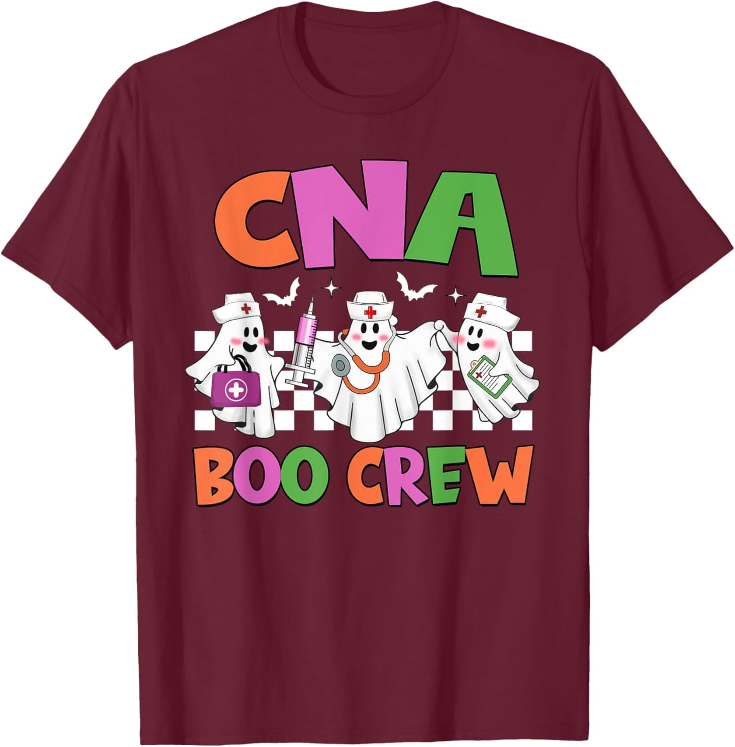 Retro CNA Boo Crew Nurse Funny Halloween Costumes T-Shirt - T-Shirt | Maroon