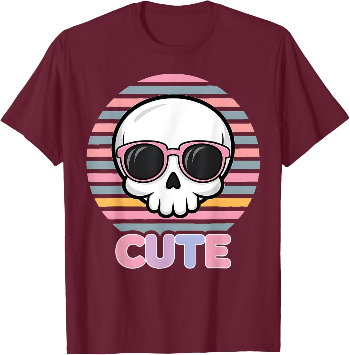Pastel Goth Fairycore Grunge Kawaii Cute Halloween Skull T-Shirt - T-Shirt | Maroon