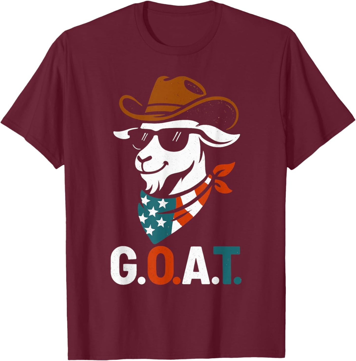 USA 'Merica Goat 4th of July Men Women Kids Funny Patriotic T-Shirt - T-Shirt | Maroon