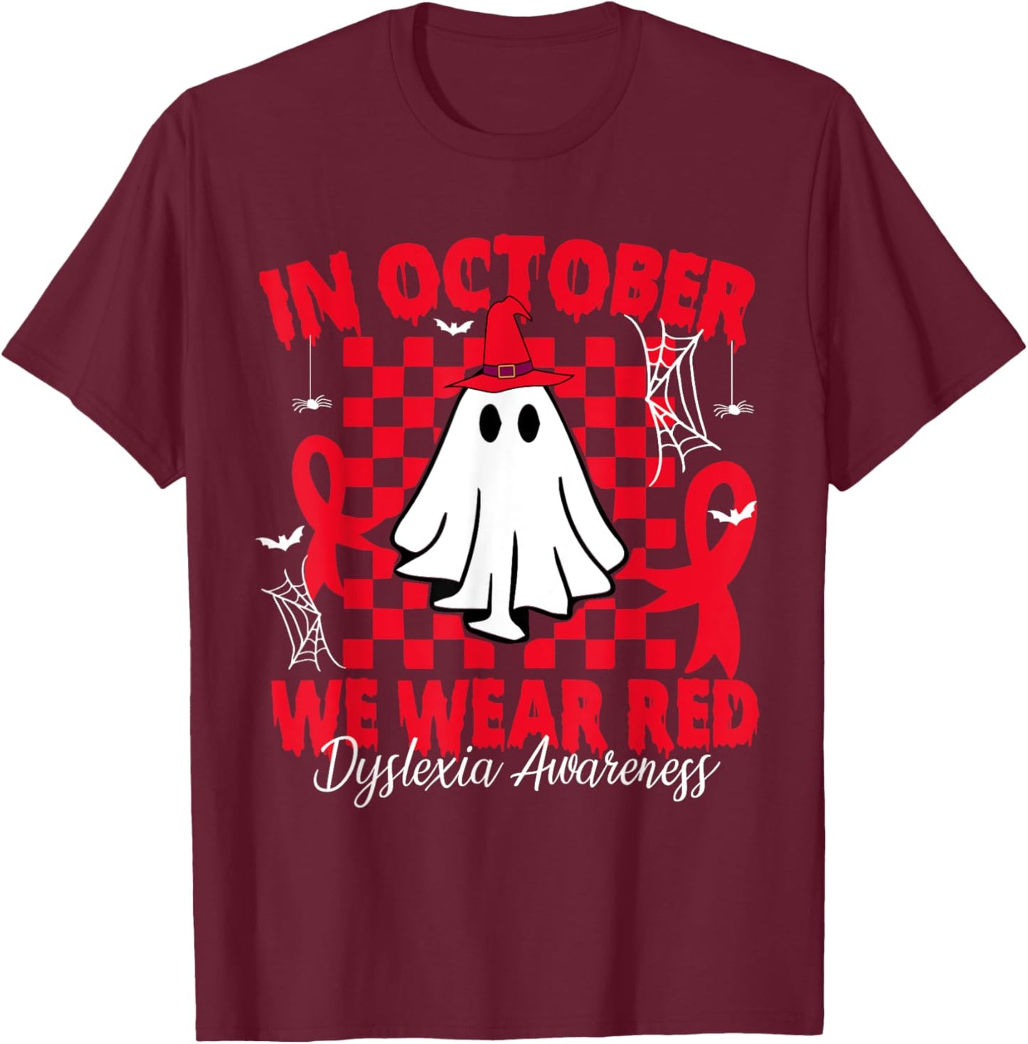 I Wear Red Dyslexia Awareness Month Dyslexia T-Shirt - T-Shirt | Maroon