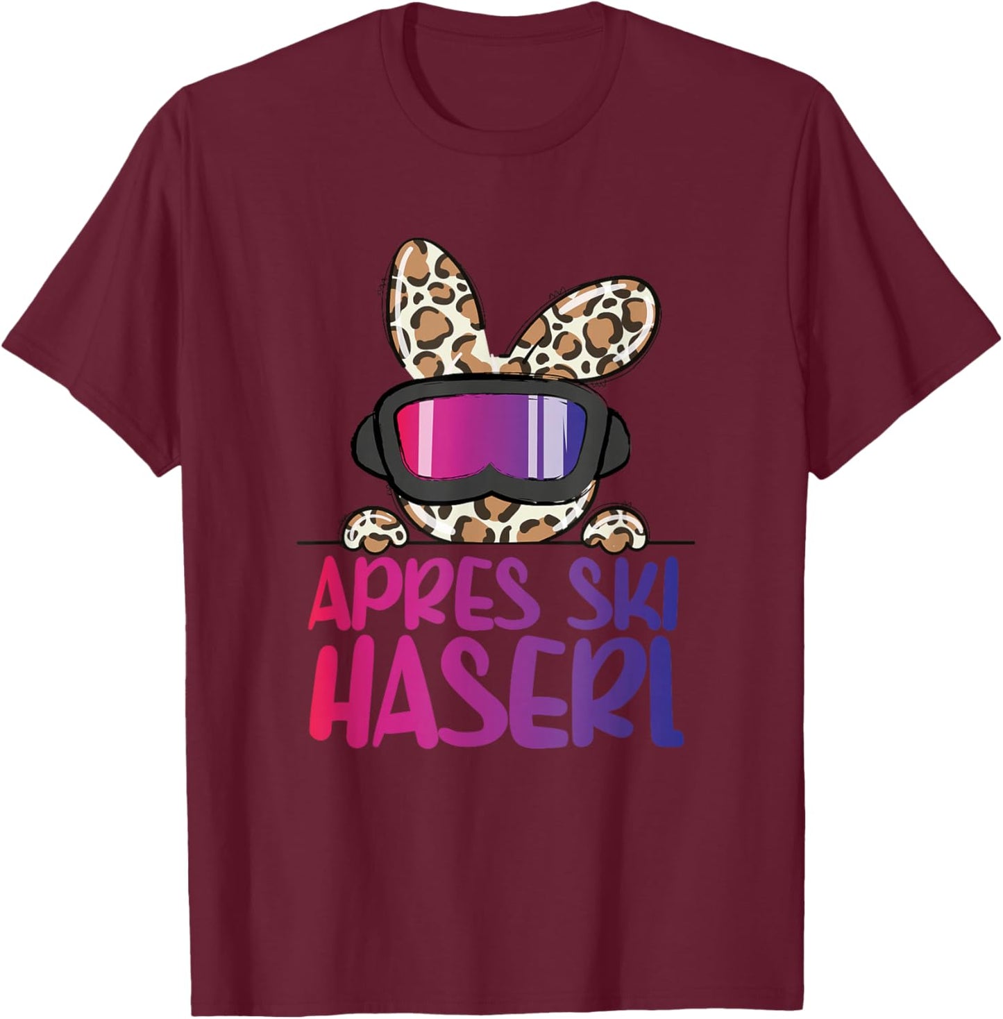 apreski Haserl, Skier Apresskiparty Leoprint T-Shirt - T-Shirt | Maroon
