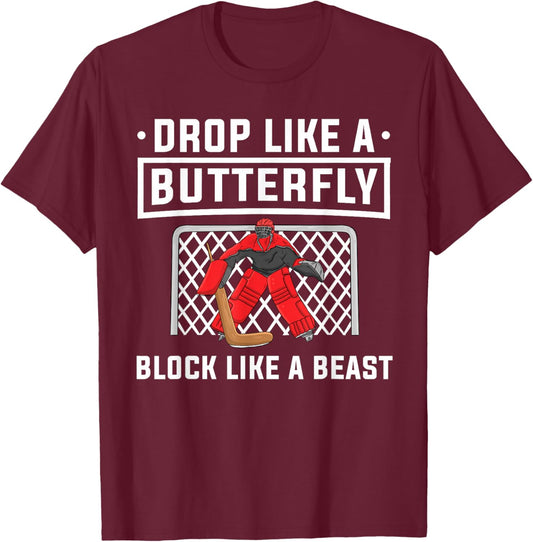 Funny Hockey Goalie Design Women Ice Hockey Lovers T-Shirt - T-Shirt | Maroon