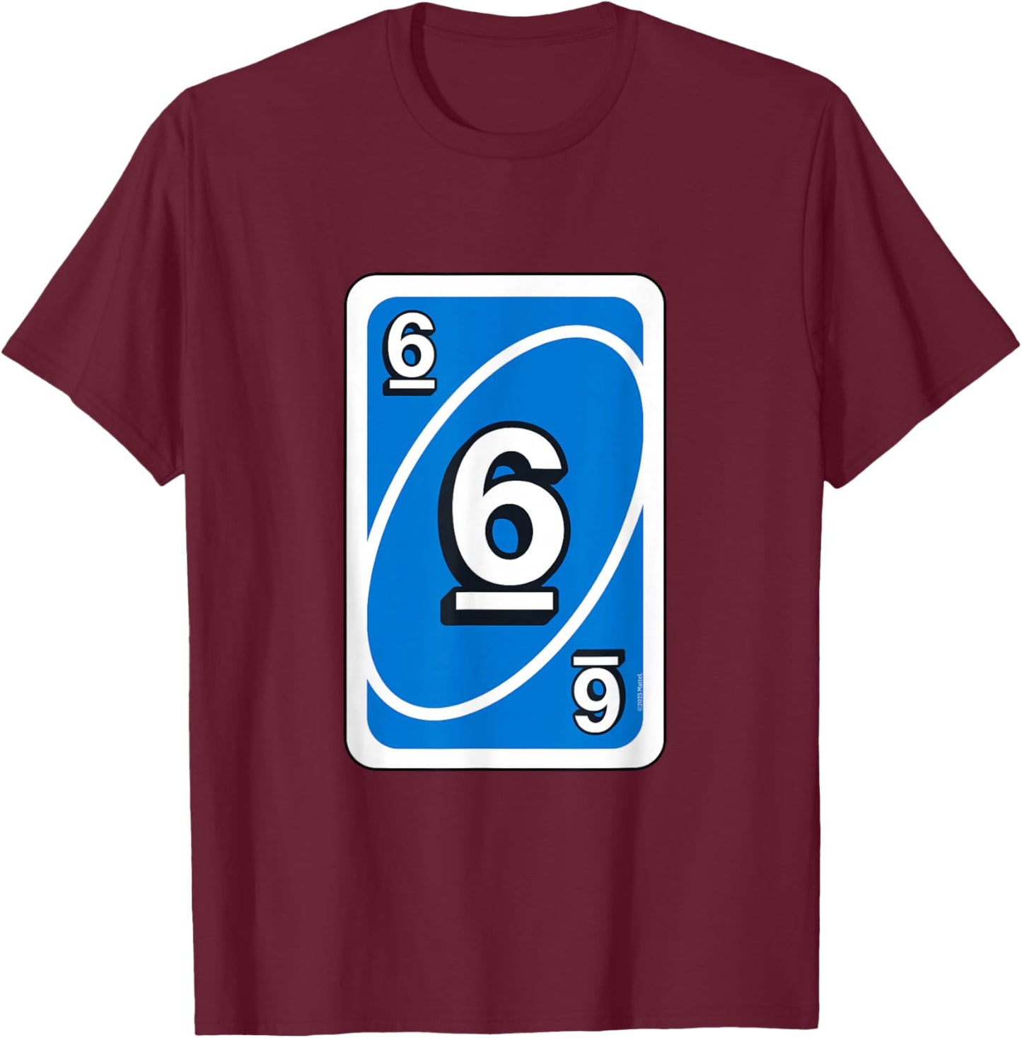 Uno Blue Halloween Card "6" T-Shirt - T-Shirt | Maroon