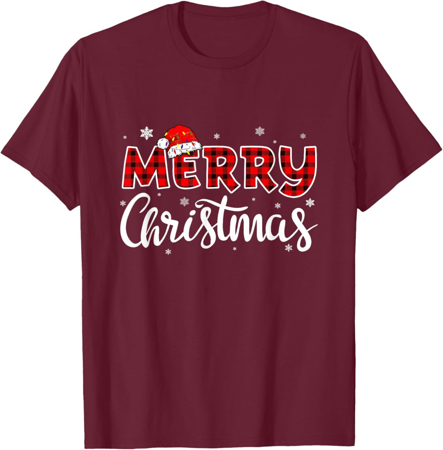 Merry Christmas Reindeer Xmas Family Women Men Funny T-Shirt - T-Shirt | Maroon