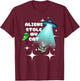 Aliens Stole My Cat T-Shirt - T-Shirt | Maroon