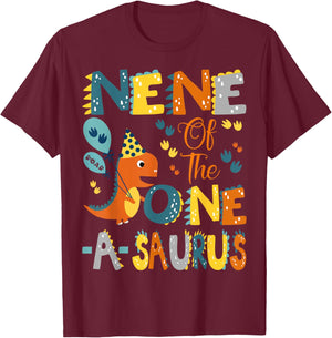 Nene Of The One-A-Saurus 1St Birthday Dinosaur Party T-Shirt - T-Shirt | Maroon