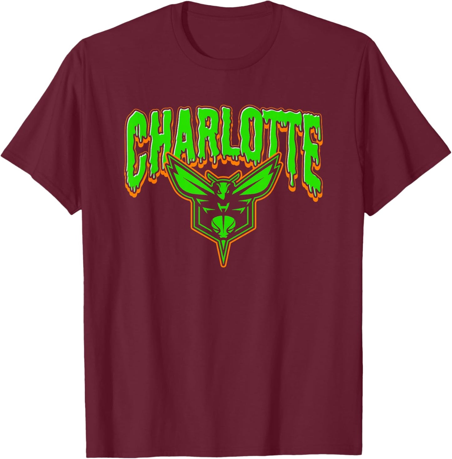 Gruseliges Halloween-Logo der NBA Charlotte Hornets T-Shirt - T-Shirt | Maroon