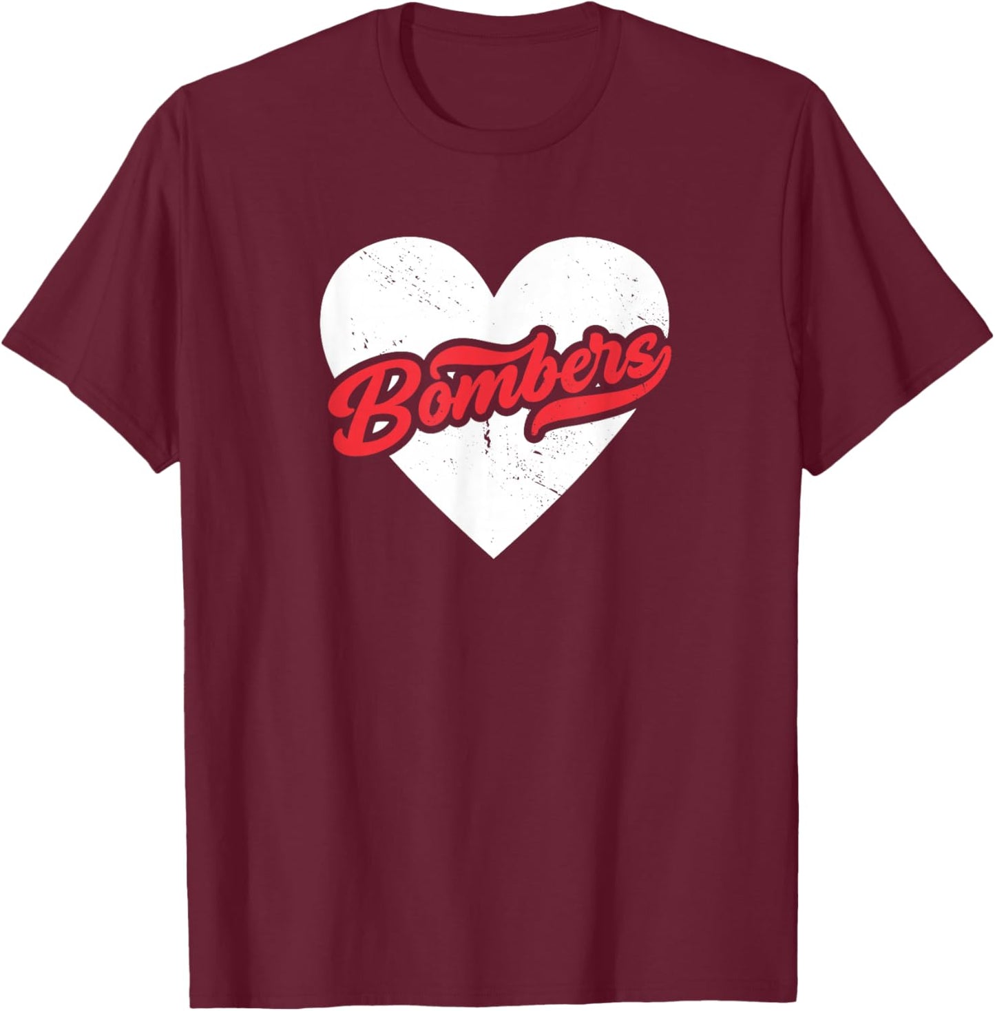 Vintage Bombers High School Go Bombers Pride Heart T-Shirt - T-Shirt | Maroon