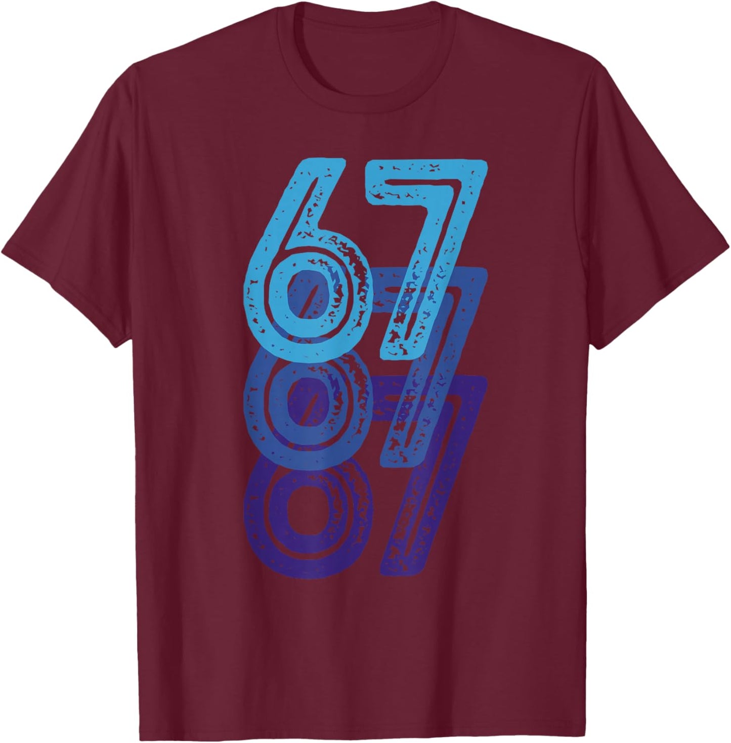 Number 67 Blue Best Classic College Style Birthday Funny T-Shirt - T-Shirt | Maroon