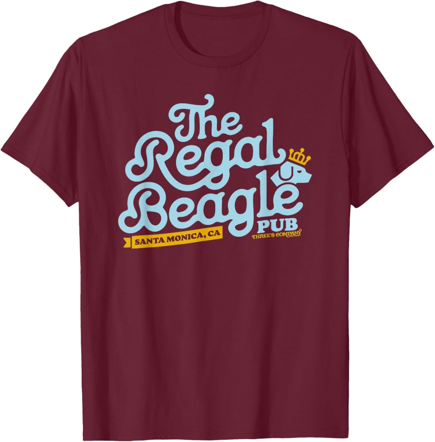 Officially Licensed Regal Beagle Pub Three's Company Logo T-Shirt - T-Shirt | Maroon