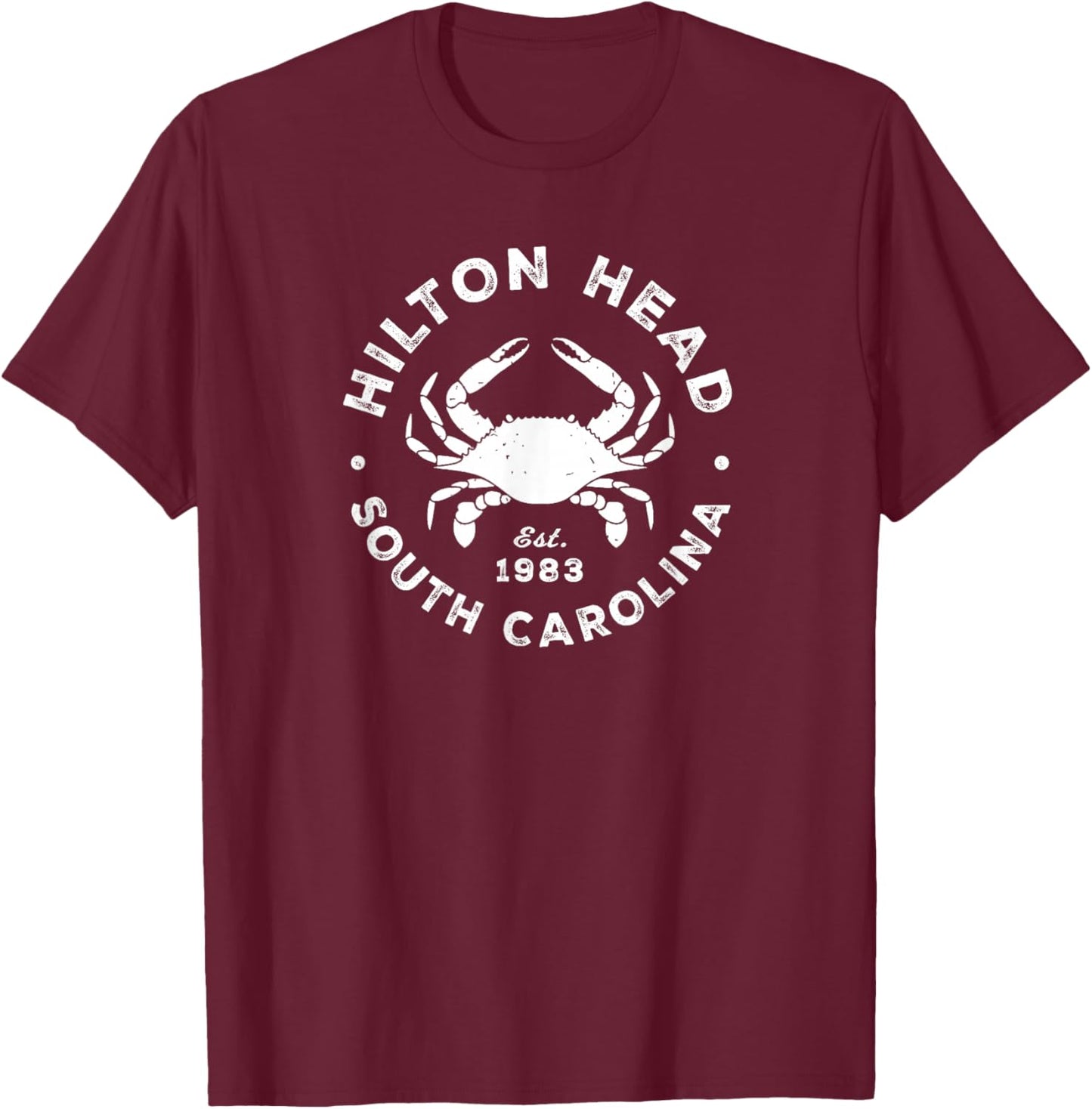 Vintage Hilton Head Island SC South Carolina Crab Souvenir T-Shirt - T-Shirt | Maroon