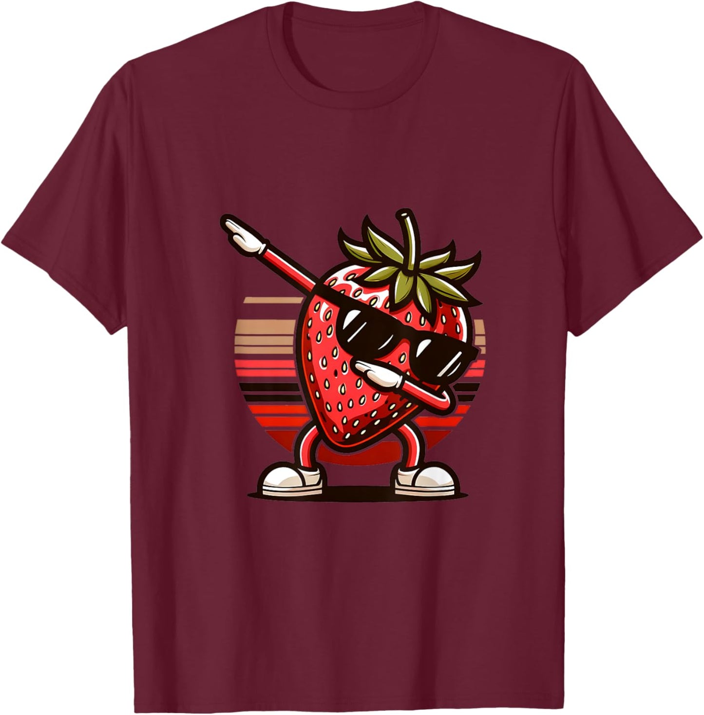 Funny Dab Strawberry Dancing Dabbing Fruit Meme T-Shirt - T-Shirt | Maroon