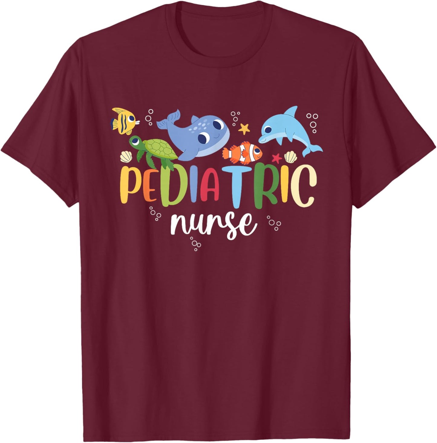 Pediatric Nurse PEDS Ocean Sea Appreciation Pediatric T-Shirt - T-Shirt | Maroon