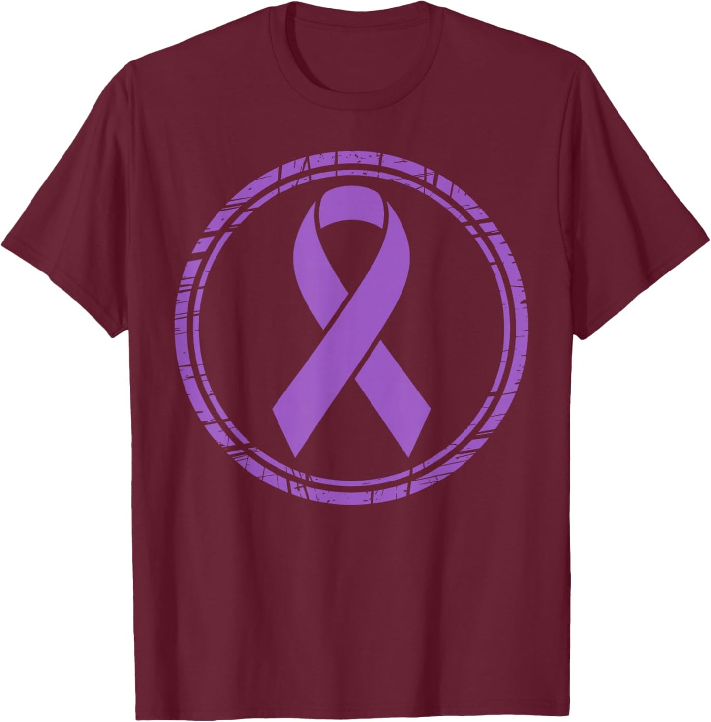 Domestic Violence Awareness Month DV Purple Ribbon Support T-Shirt - T-Shirt | Maroon