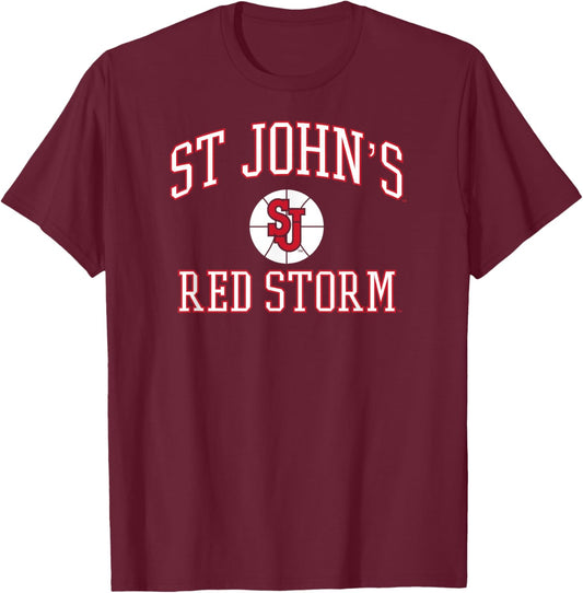St. John's Red Storm Basketball Screen Navy T-Shirt - T-Shirt | Maroon