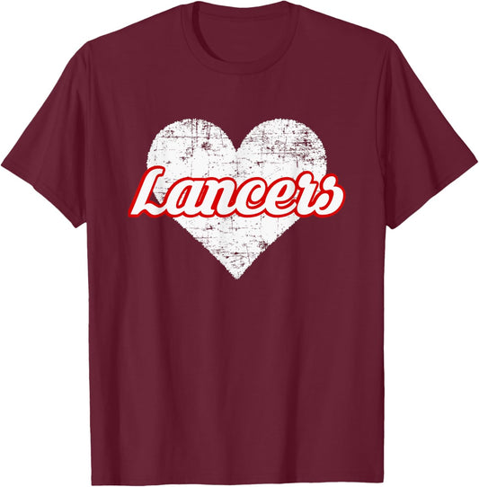 Lakewood Lancers Over Heart T-Shirt - T-Shirt | Maroon