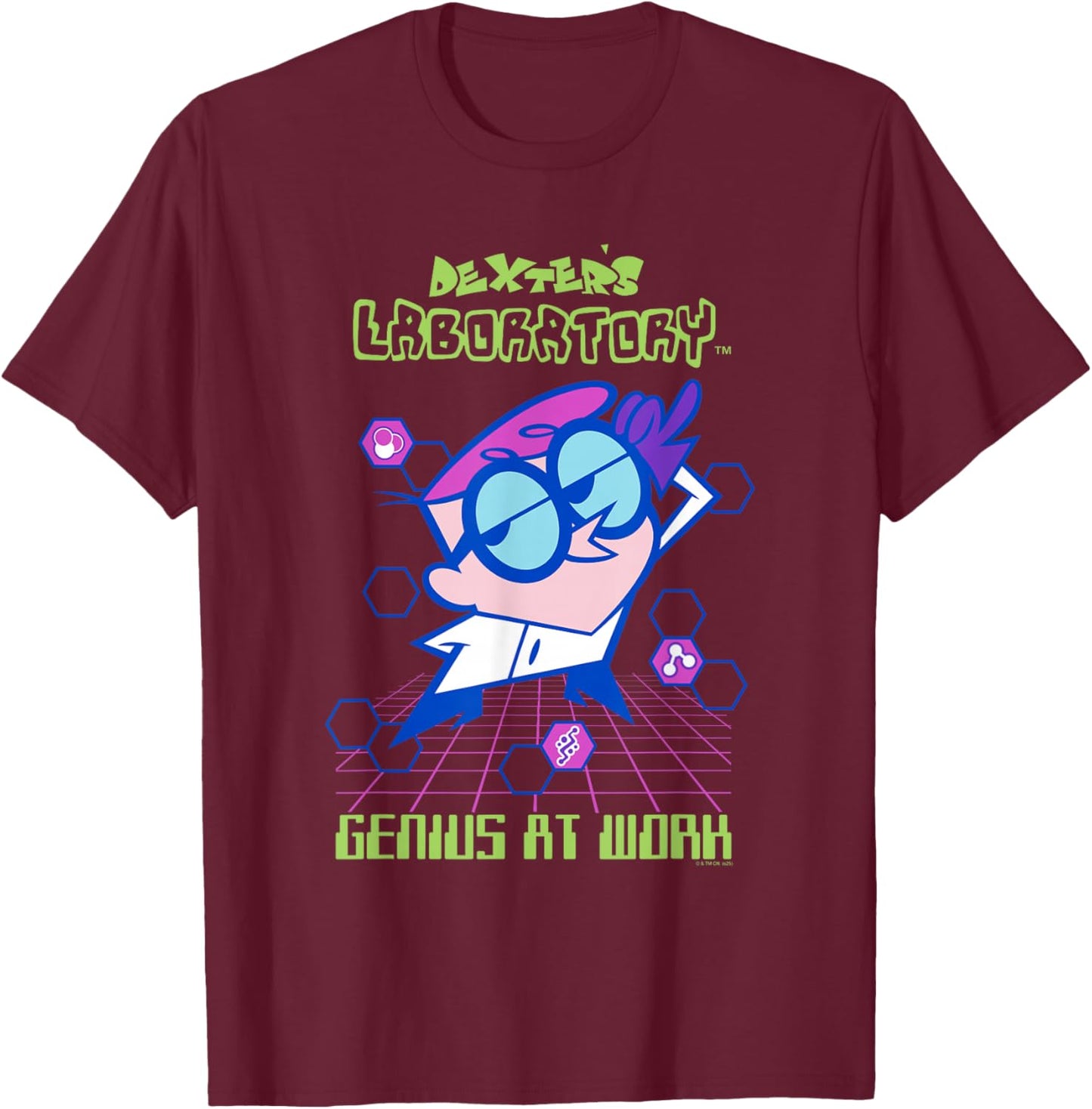 Dexter's Laboratory Genius at Work Retro Modern Cartoon T-Shirt - T-Shirt | Maroon