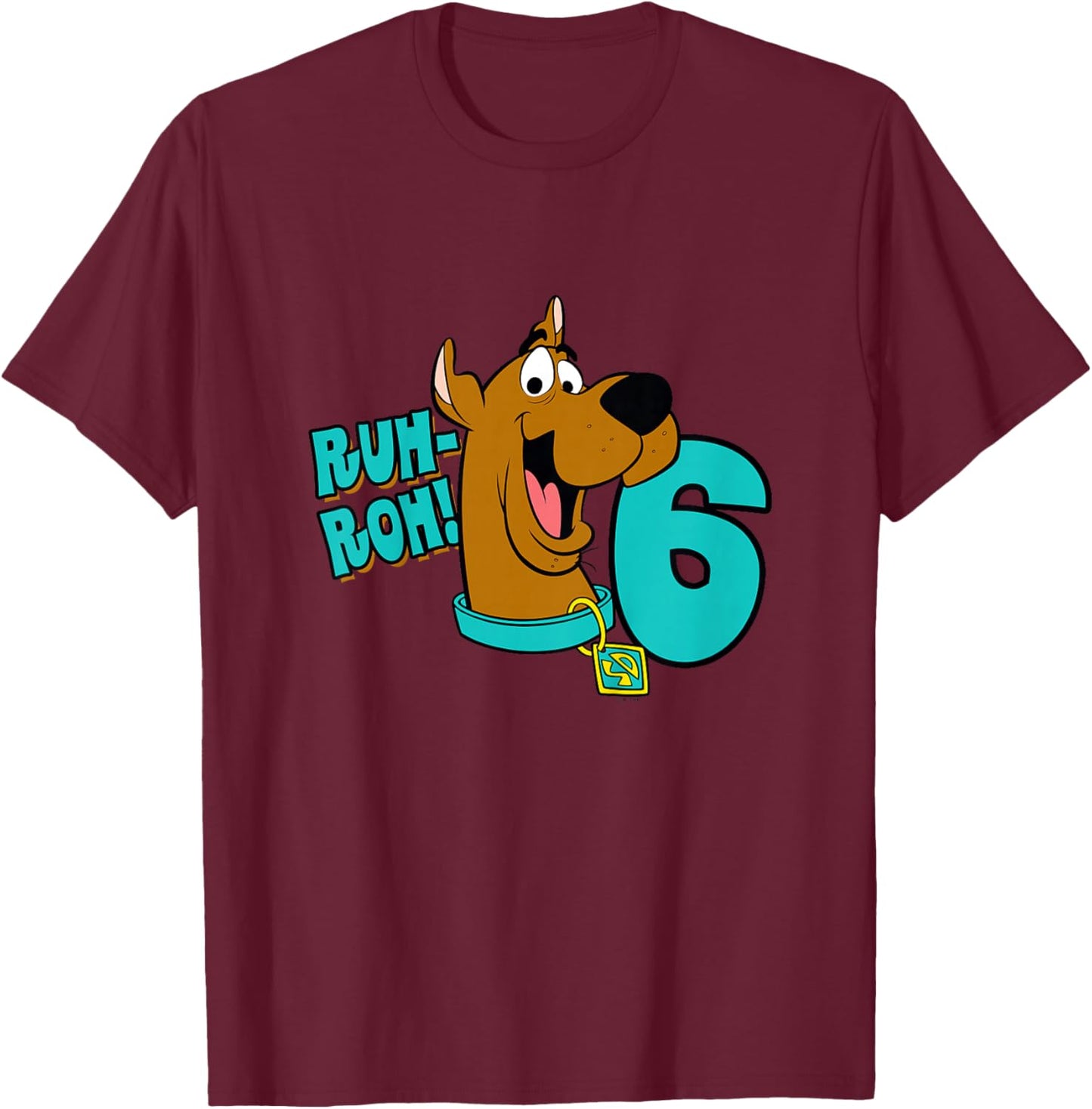 Kids Scooby-Doo 6th Birthday Ruh-Roh! I'm 6! T-Shirt - T-Shirt | Maroon