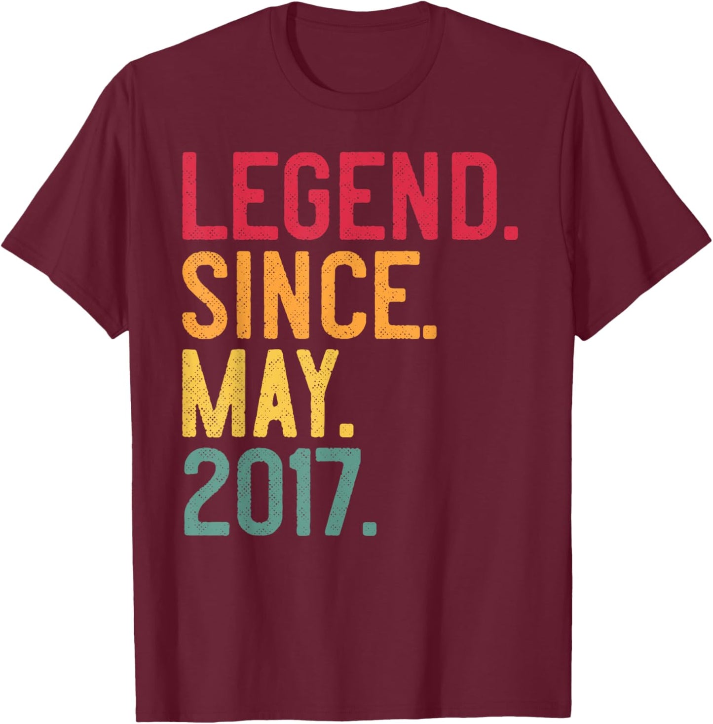 Legend Since May 2017 8 Years Old 8th Birthday - Vintage T-Shirt - T-Shirt | Maroon