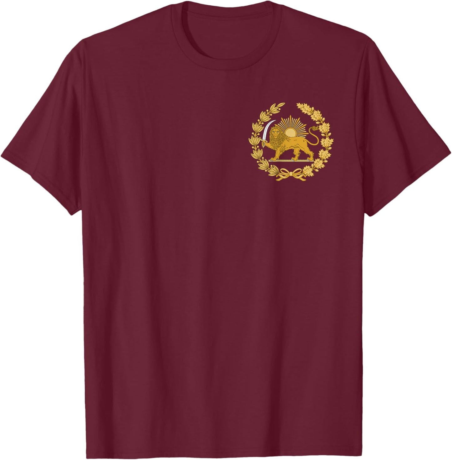 Shir o Khorshid Iran Lion & Sun Flag Emblem Persian Heritage T-Shirt - T-Shirt | Maroon