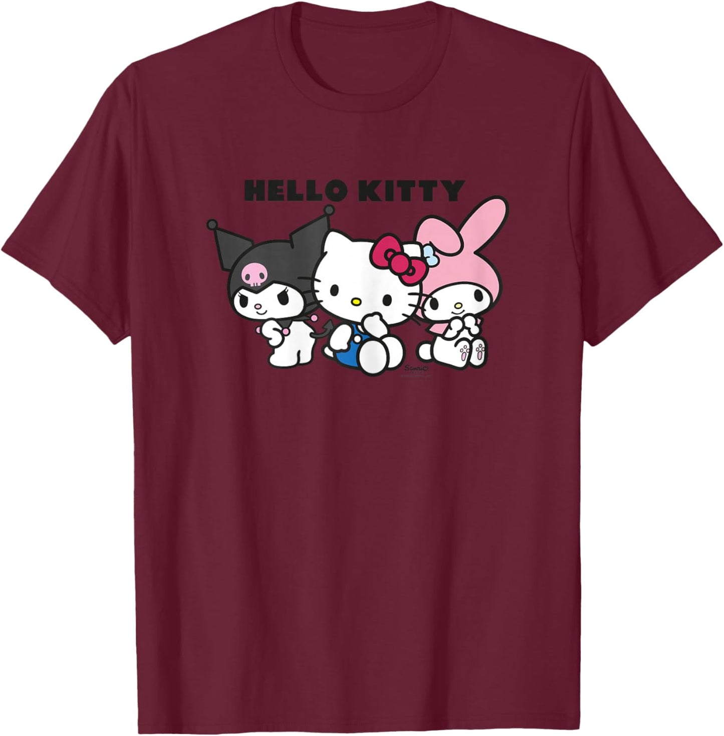 Hello Kitty Friends My Melody Kuromi T-Shirt - T-Shirt | Maroon