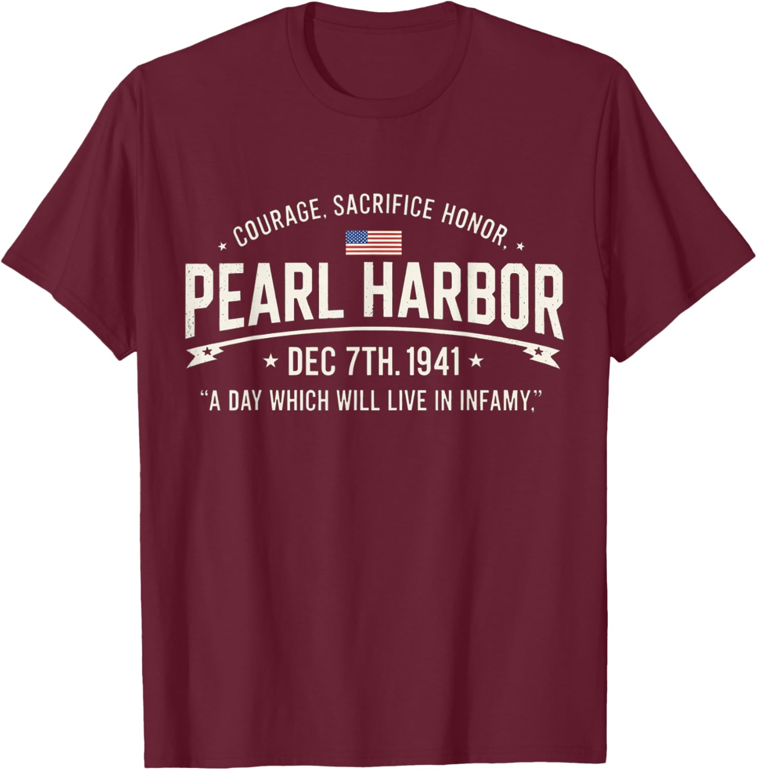 Remember Pearl Harbor Memorial Day December 7th 1941 T-Shirt - T-Shirt | Maroon