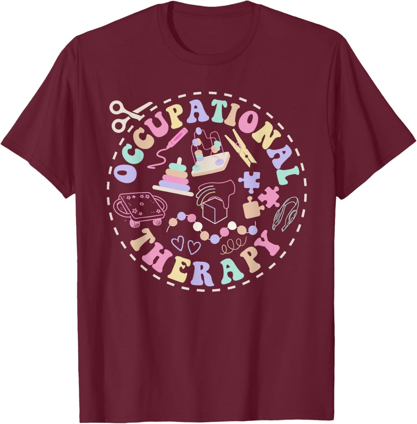 Preppy Retro Occupational Therapy Therapist OT COTA Gift T-Shirt - T-Shirt | Maroon