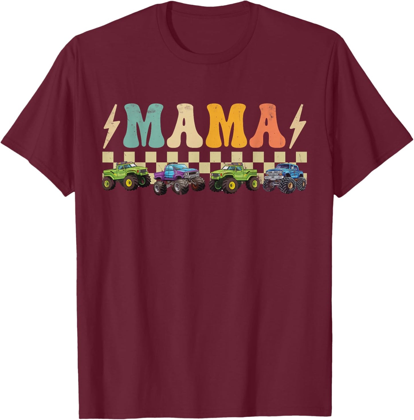 Monster Truck Mama Family Matching Monster Trucks Birthday T-Shirt - T-Shirt | Maroon