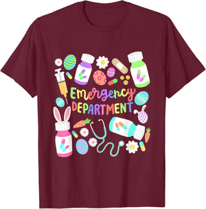 Easter Nurse Emergency Department Groovy ER Nurses Bunny T-Shirt - T-Shirt | Maroon