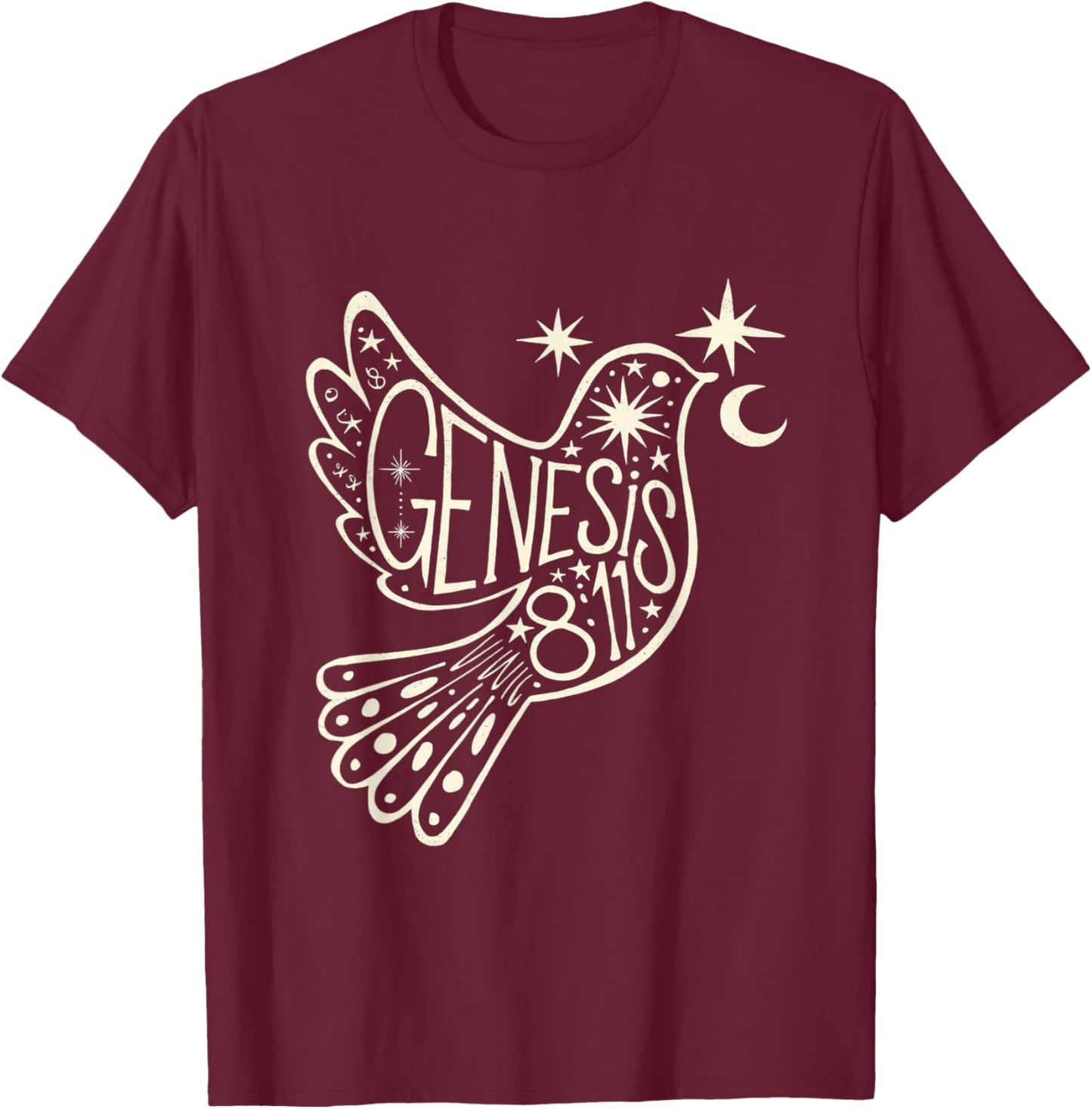 Genesis 8:11 Inspirational Christian Scripture Verse Design T-Shirt - T-Shirt | Maroon