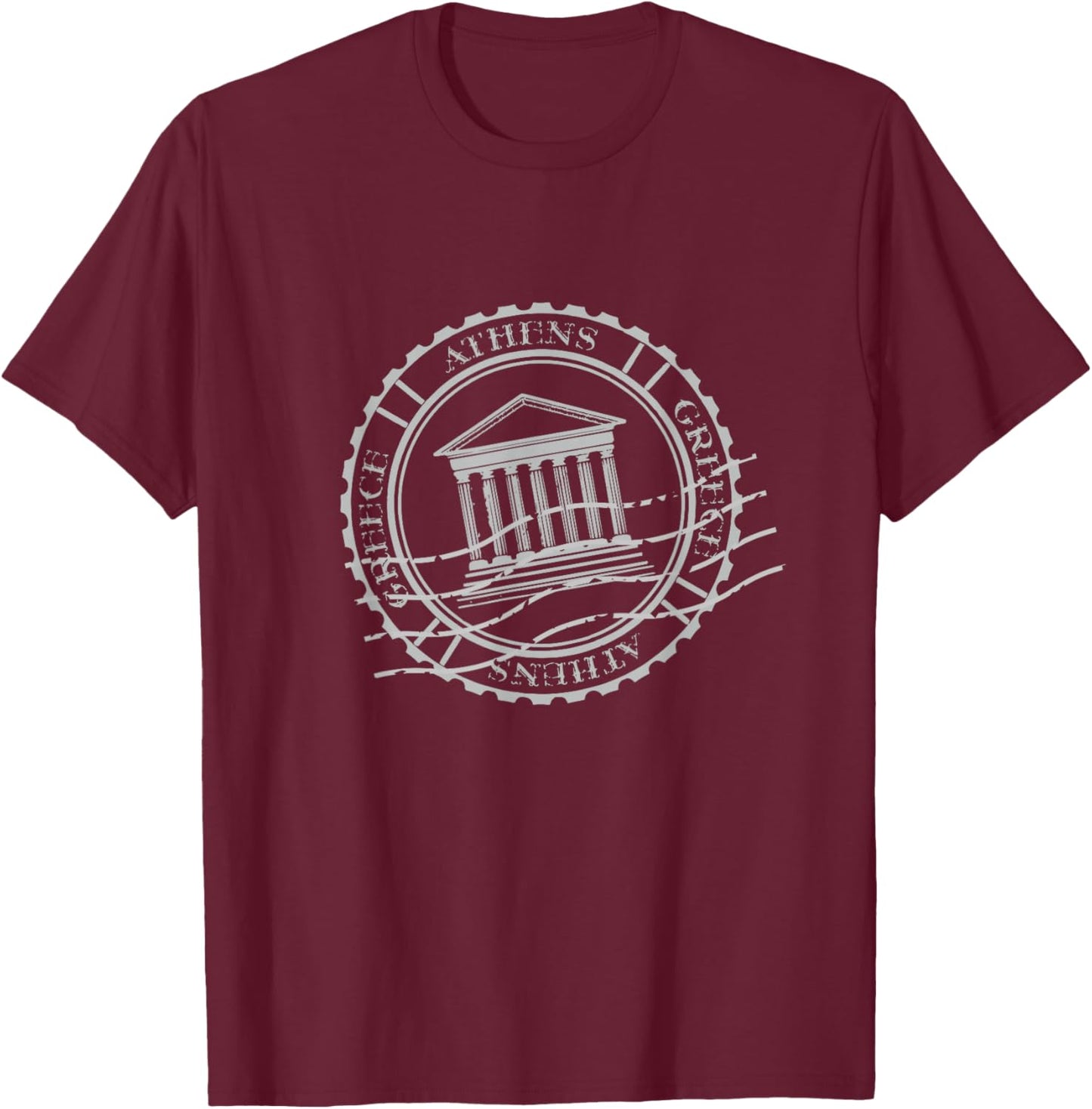 Athens Greece Travel Vintage Sign Stamp T-Shirt - T-Shirt | Maroon