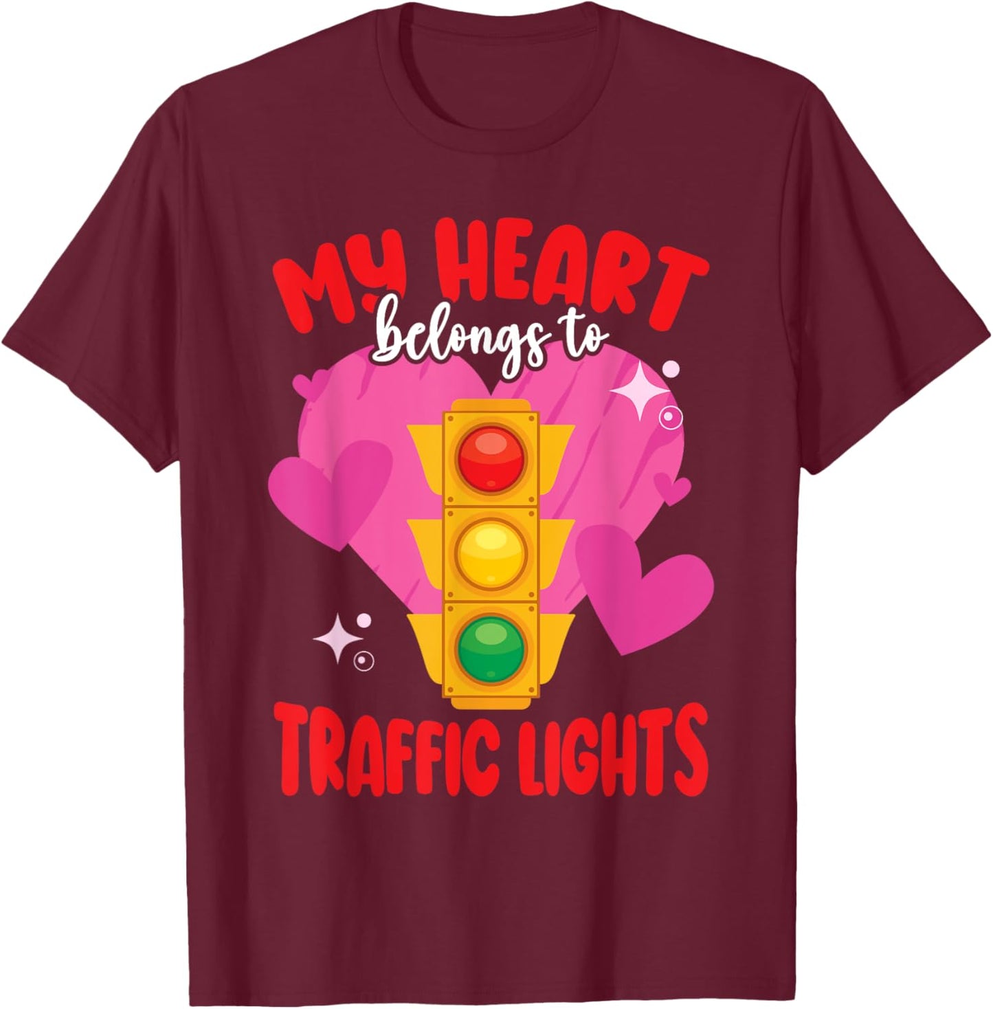 Halloween Traffic Light My Heart Belongs To Traffic Lights T-Shirt - T-Shirt | Maroon