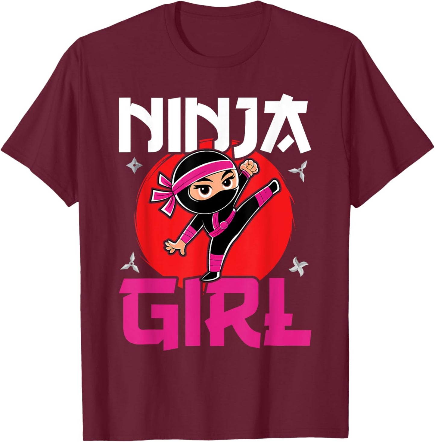 Cute Ninja Fighter Costume Ninja Girl T-Shirt - T-Shirt | Maroon