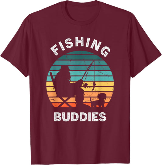 Dachshund Bigfoot Sasquatch Fishing Retro Vintage Style Dog T-Shirt - T-Shirt | Maroon