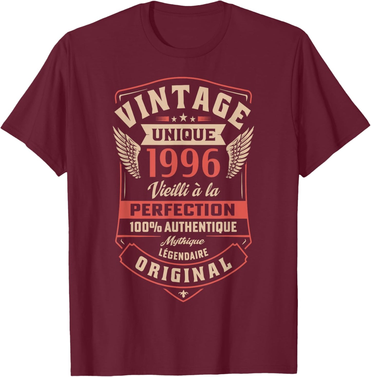 1996 Cadeau Anniv. 30 Ans Homme Femme Vintage Amusant Fête T-Shirt - T-Shirt | Maroon