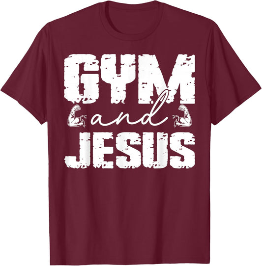 Christian Lovers Gym and Jesus Faith Fitness Gym and Jesus T-Shirt - T-Shirt | Maroon