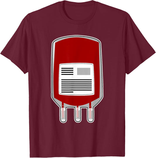 Blood Bag Medical Supplies Costume Halloween Cosplay Party T-Shirt - T-Shirt | Maroon